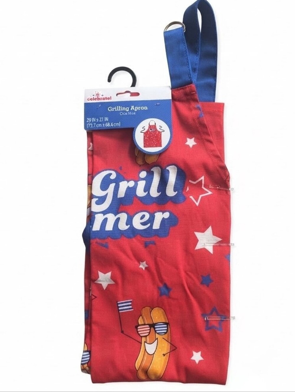 NWT Hot Grill Summer Patriotic Grilling Apron One Size Red BBQ